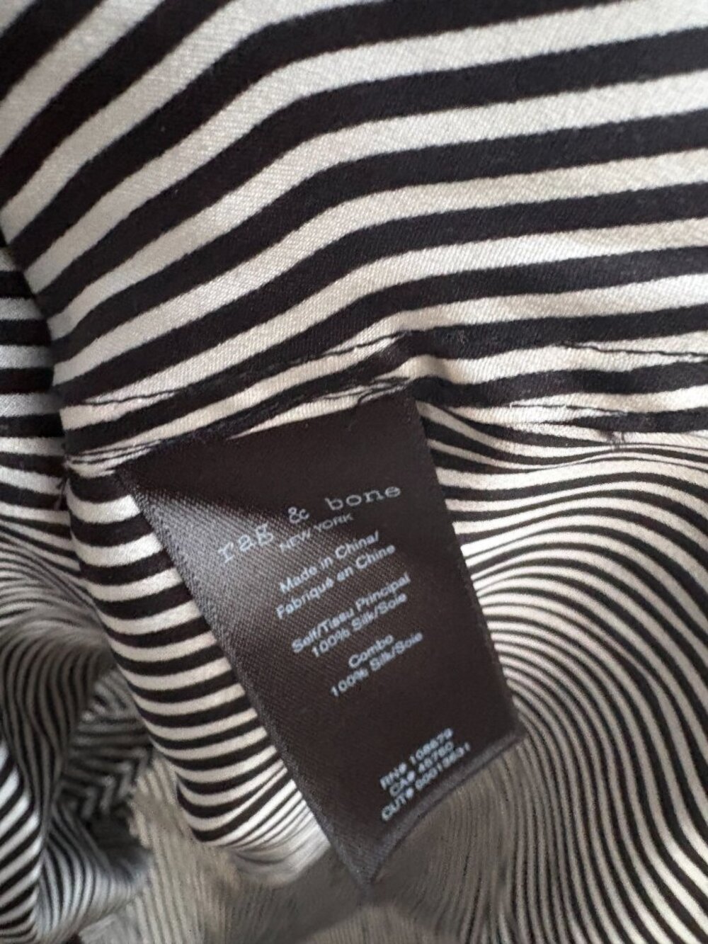 rag & bone The Lei Stripe Silk Blouse – Black and white  – Size XS/TP - Picture 3 of 7